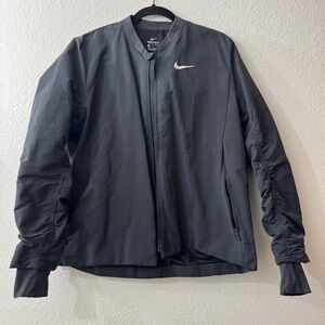 Nike | zip up crewneck windshield jacket large coat ruched sleeves black